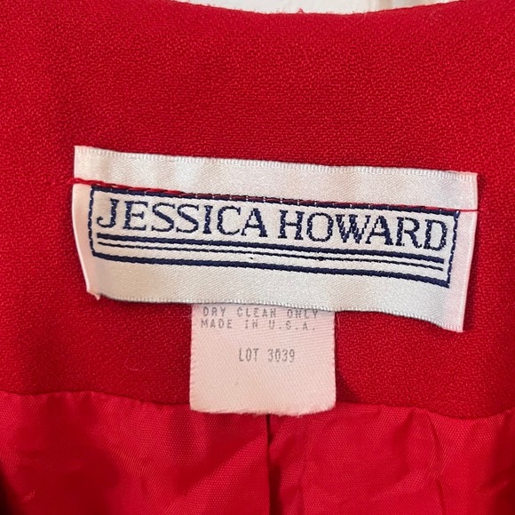 Vintage 90s Jessica Howard Womens Dress Size 8 Red Wrap Midi Sheath Retro - Picture 5 of 10